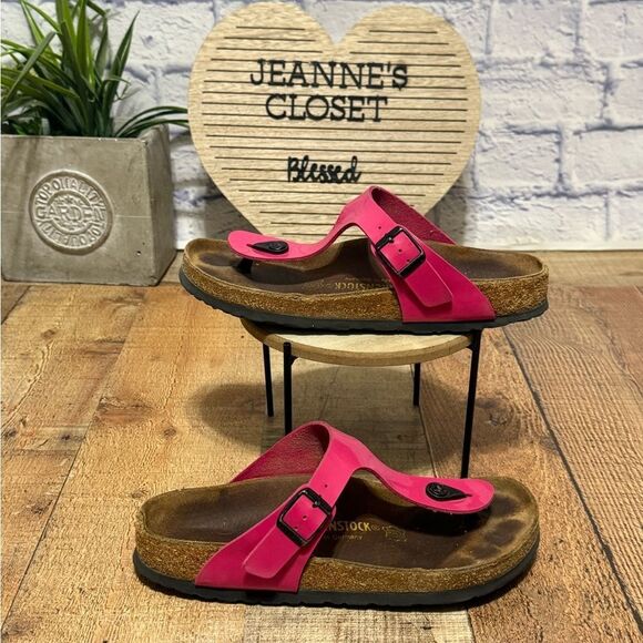 Birkenstock Womens Gizeh Patent Hot Pink Regular Width Size 38 - L 7 US - Picture 1 of 13